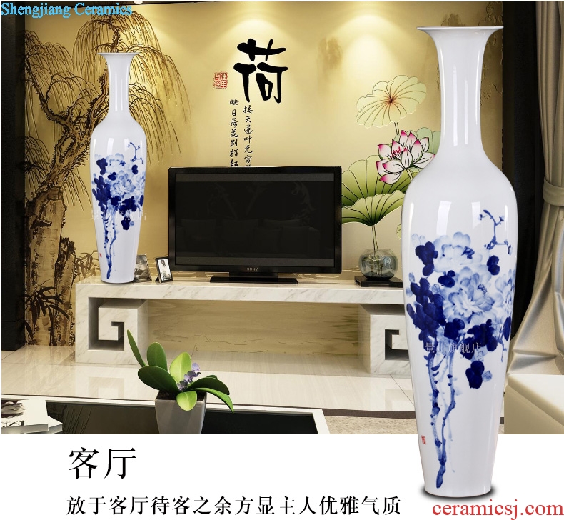 Jingdezhen ceramic contemporary and contracted small pure and fresh and peony vases furnishing articles home sitting room hotel shop decoration