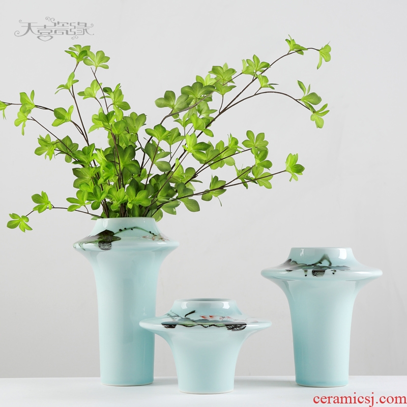 Contemporary and contracted ceramic vase furnishing articles European creative living room small pure and fresh and dry flower arrangement table ikea ornaments