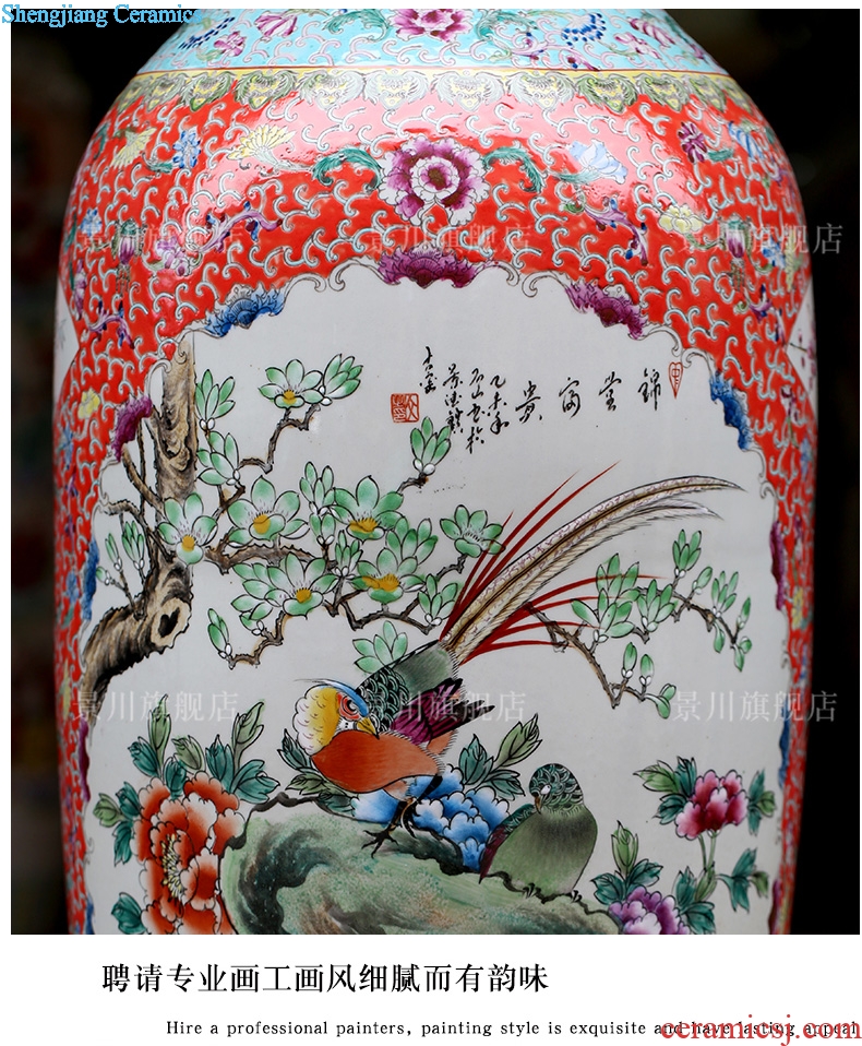 Jingdezhen ceramic hand-painted silk hall riches and honour of large vase home sitting room hotel furnishing articles study adornment