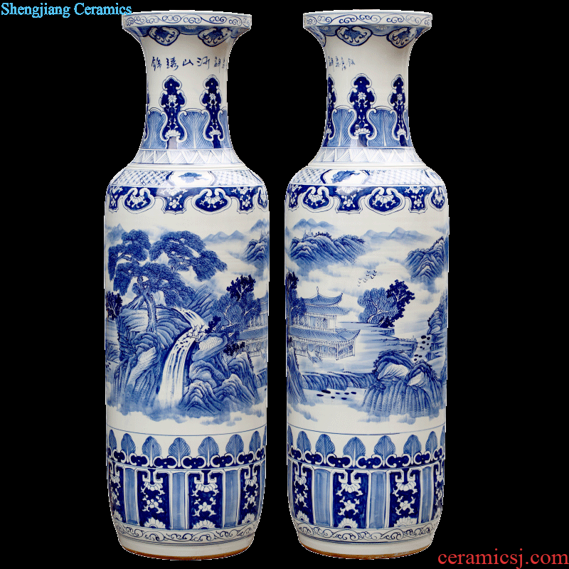 Blue and white porcelain of jingdezhen hand-painted splendid sunvo sitting room adornment porcelain vase of large hotel furnishing articles with a gift