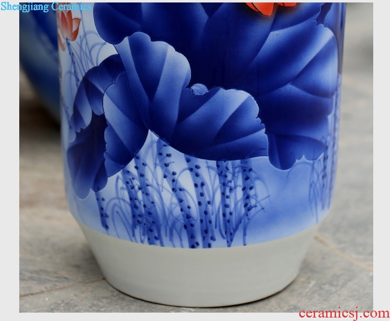 Hand painted lotus fish landing furnishing articles of jingdezhen ceramic vase of blue and white porcelain home sitting room decorations study process