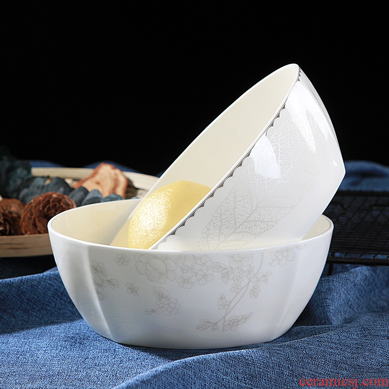 Jingdezhen ceramic dishes and rice bowls of household square Chinese tableware prevent hot to eat noodles bowl noodles in soup bowl contracted