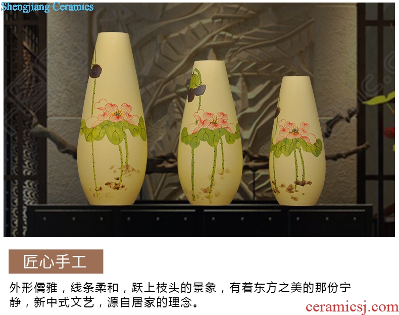 Scene, jingdezhen ceramic vase hand-painted frosted three-piece handicraft furnishing articles home decoration decoration