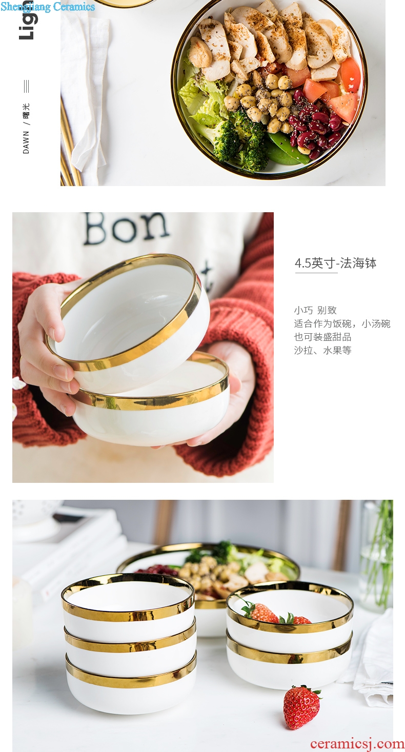 Ijarl million jia creative contracted new bone porcelain bowl European household electroplating phnom penh ceramic rainbow noodle bowl soup bowl