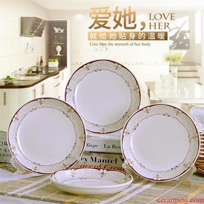 Jingdezhen home nest dish plate round ceramic plate steak dishes suit deep dish plate western salad plate