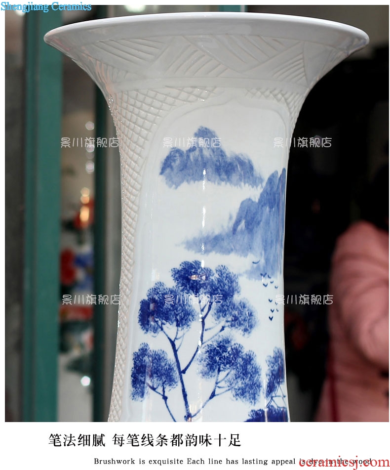 Jingdezhen ceramics large hand-painted vase wucai landscape bright future landing stateroom decorative furnishing articles