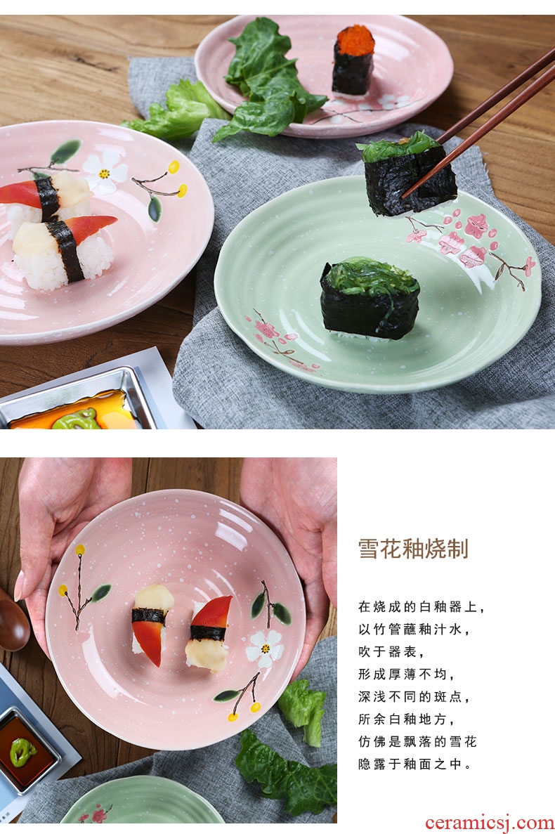 Jingdezhen ceramic plate round home deep LIDS, Japanese beef dish food dishes creative dumplings plate tableware
