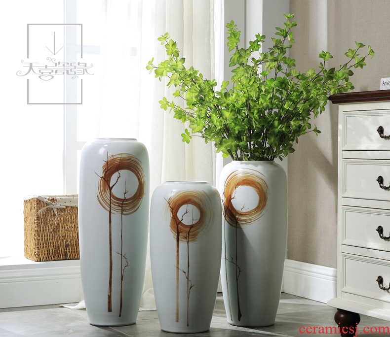 Jingdezhen ceramic vase landing American modern European style living room TV ark home flower adornment furnishing articles