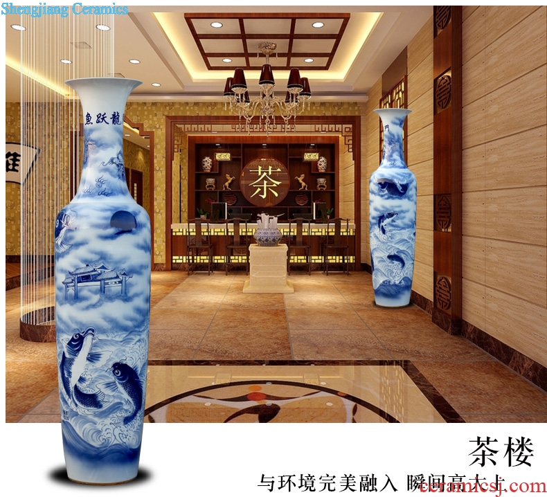Jingdezhen ceramics hand-painted leap the French blue and white porcelain vase sitting room adornment opening gifts furnishing articles