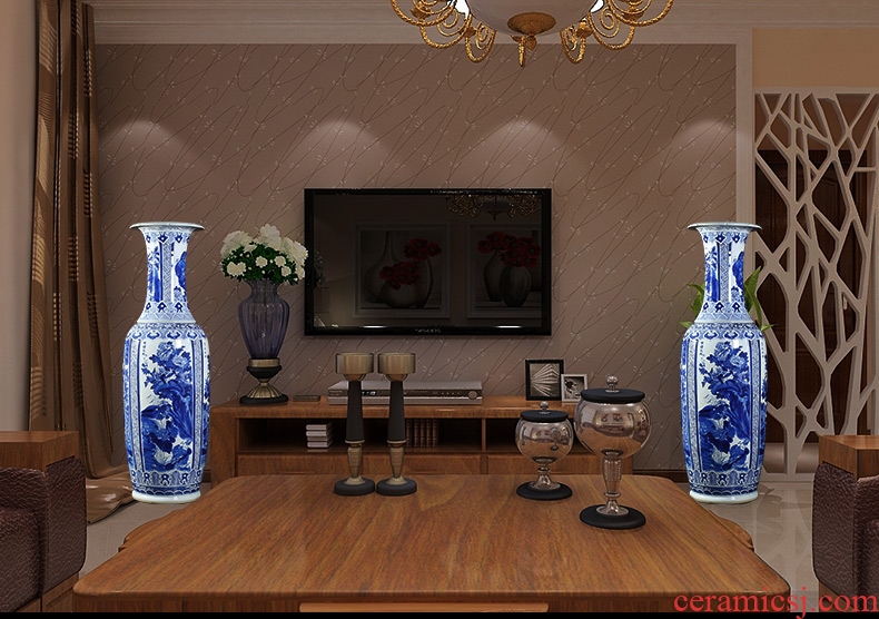 Jingdezhen ceramics hand-painted porcelain of 1.6 meters of large vase hotel lobby sitting room adornment is placed