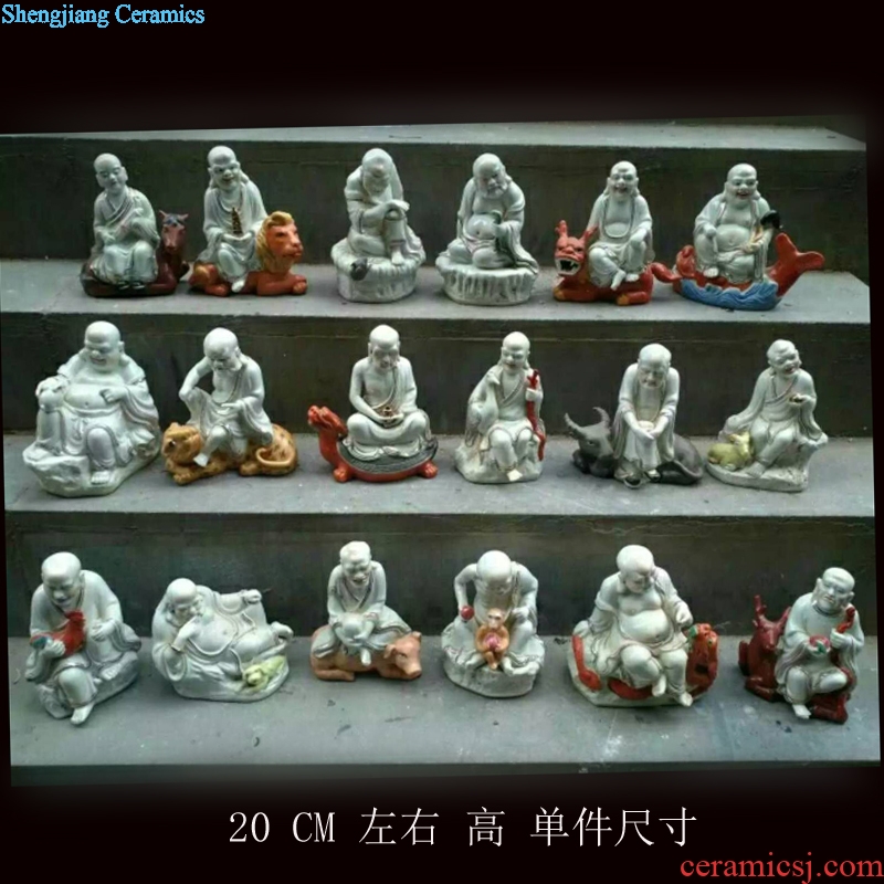 Jingdezhen pastel 18 arhats sculpture ceramic furnishing articles 20 small 18 arhats Buddhism with high 50, 90