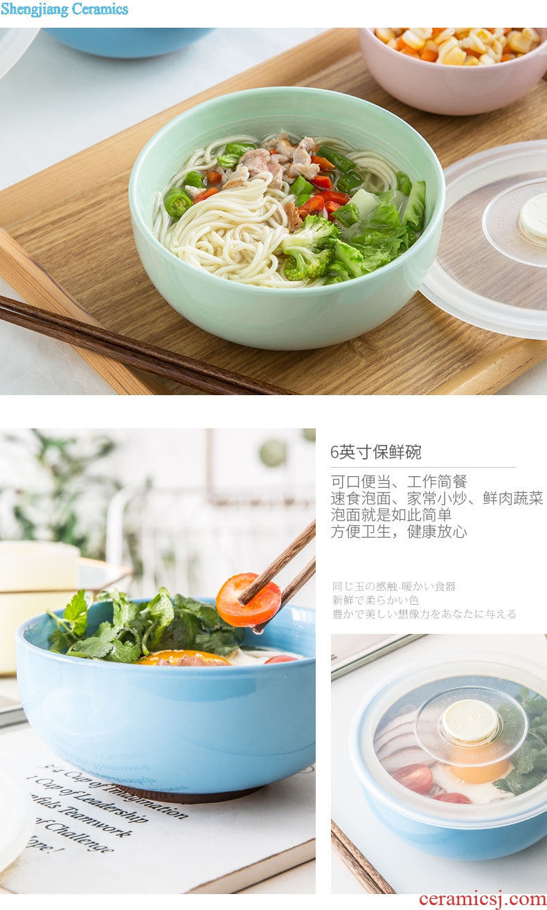 Million jia creative preservation bowl ceramics microwave bento cassette cover bubble rainbow noodle bowl seal preservation box lunch box fridge