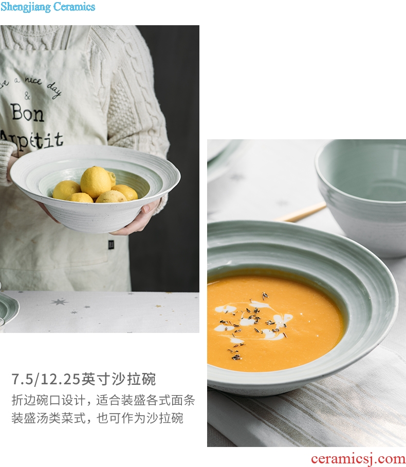 Million jia creative Nordic retro ceramic salad bowl dessert bowl fog forest home dishes creative dish bowl