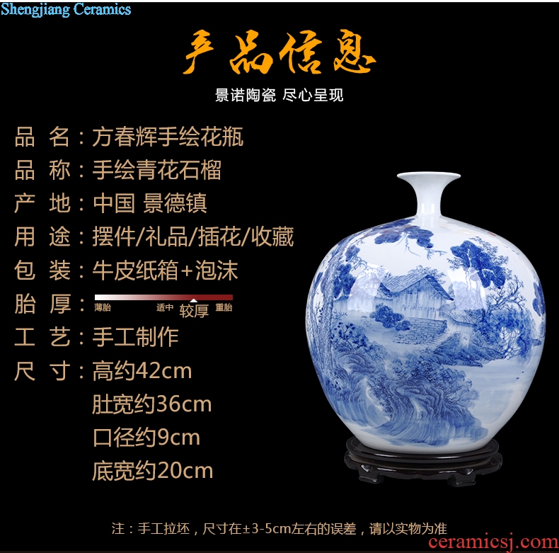 Jingdezhen ceramics famous masterpieces hand-painted porcelain of pomegranate sitting room porch place bottle home decoration arts and crafts