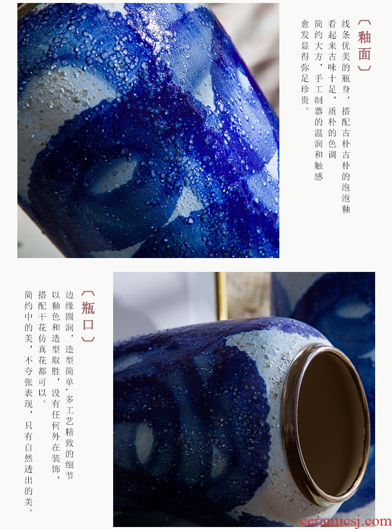 New Chinese style decoration of jingdezhen blue and white porcelain ceramic floret bottle table furnishing articles coarse pottery flower POTS dry flower bouquets of the sitting room