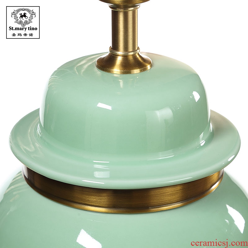 Southeast Asia all jade green copper ceramic new Chinese style table lamp of bedroom the head of a bed teahouse study new classical Chinese storm lantern