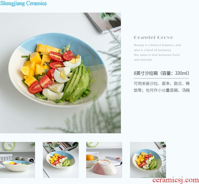 Ijarl million fine Korean ceramic bowl bowl of fruit vegetables salad bowl bowl creative contracted soup bowl tableware grove