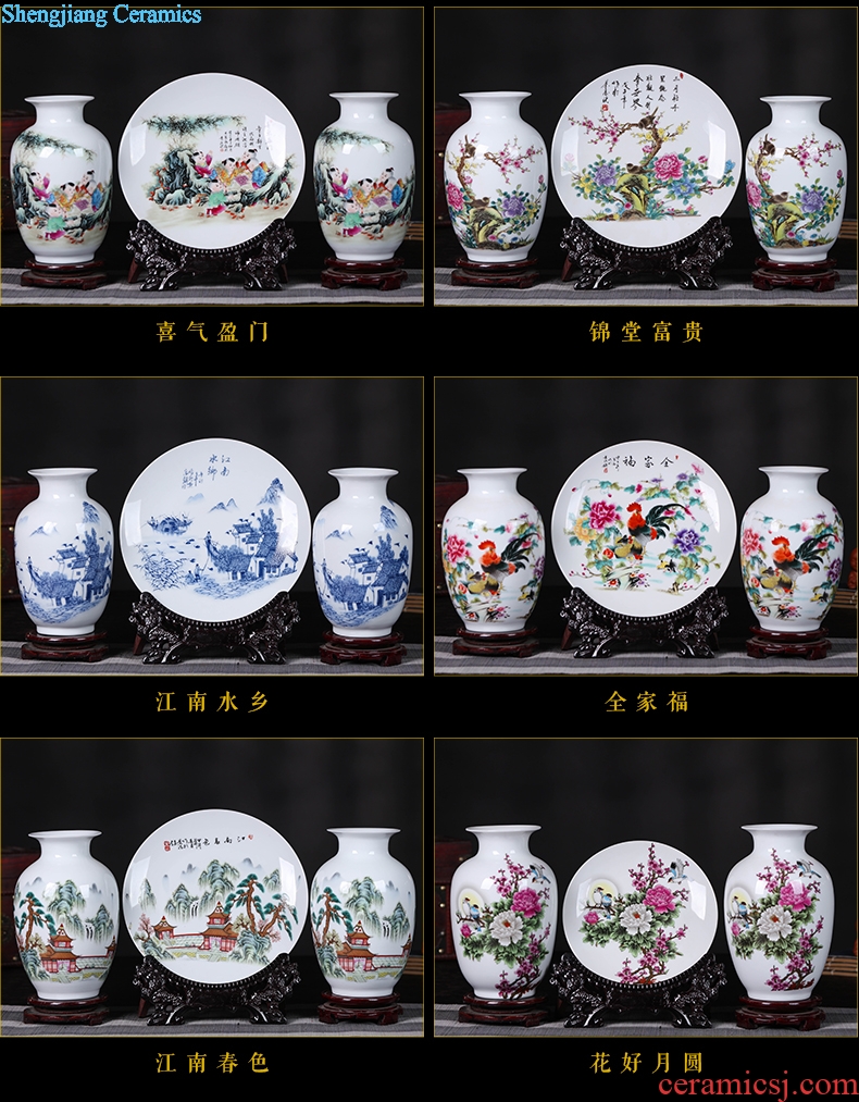 Porcelain of jingdezhen ceramics vase Chinese penjing flower arranging three-piece wine cabinet decoration plate of household decoration