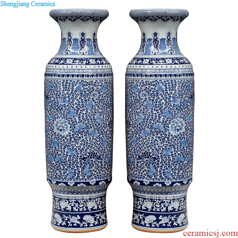 Jingdezhen ceramic of large vases, sitting room of Chinese style household furnishing articles hand-painted of blue and white porcelain lotus flower vase of porcelain of admiralty