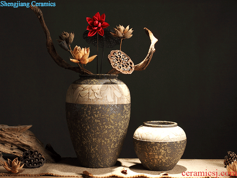 Zen POTS of new Chinese style restoring ancient ways of coarse some ceramic porcelain vase dry flower pot of primitive simplicity manual sculpture decorative furnishing articles