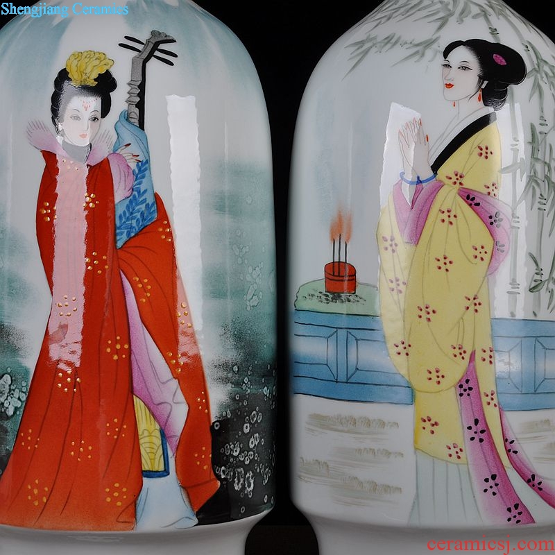 Scene, jingdezhen ceramics hand-painted costume wine home decoration crafts are the four most beautiful women