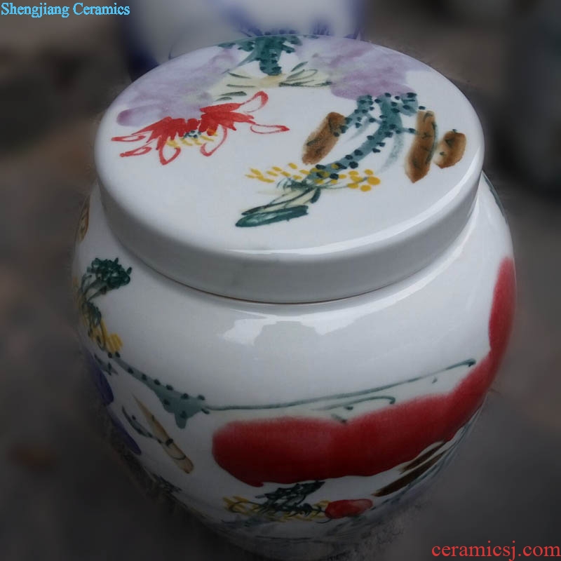 Jingdezhen ceramic porcelain rice pot big sugar bowls 20 jins and 40 catty ceramic pot straight beautiful storage tank