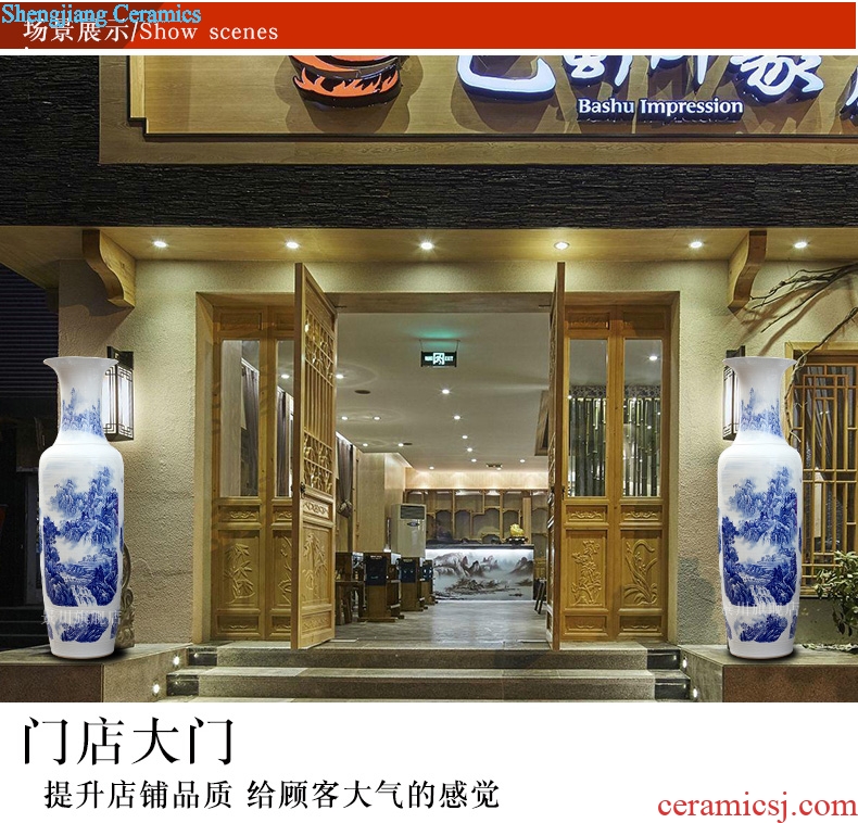 Hand-painted bold carving painting landscape of large vases, jingdezhen ceramics hotels sitting room large furnishing articles