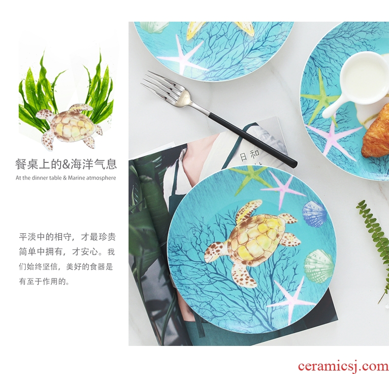 Dish dish dish household steak western food ceramic tableware lovely children's creative cartoon fruit bowl round plate