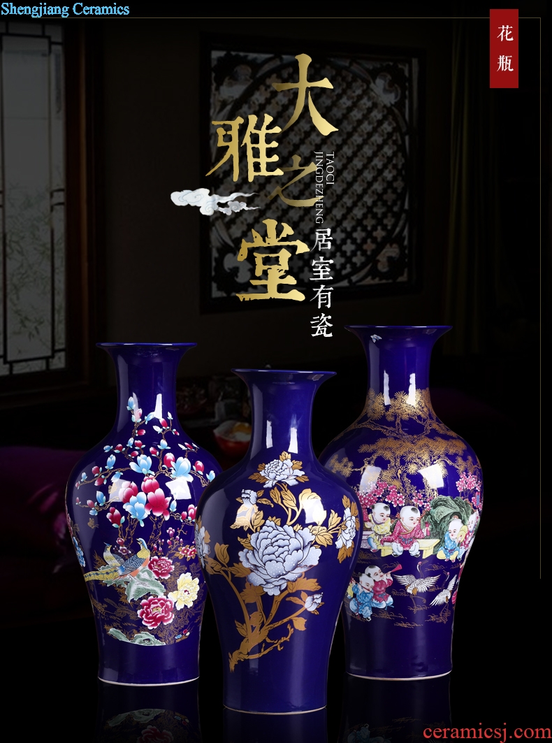 Jingdezhen ceramics large ground vase peony Chinese style household restaurant decoration craft a new home furnishing articles