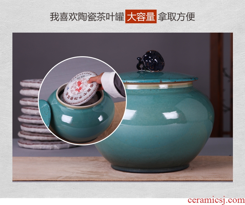 Jingdezhen ceramic tea sealed cans gm caddy large-sized puer tea cake tin with storage tank tea urn