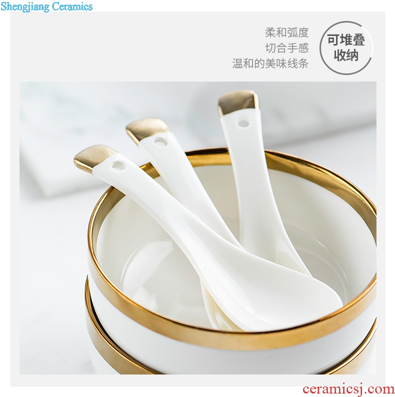 Ijarl million jia ou household ceramic spoon innovative new bone China tableware kitchen spoon ladle TBSP light