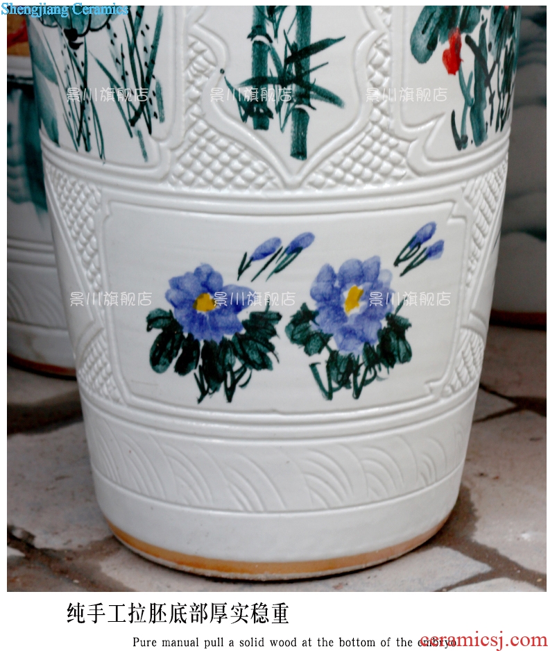 Jingdezhen of large vases, ceramic hand carved lotus big fish peony hotel sitting room adornment is placed