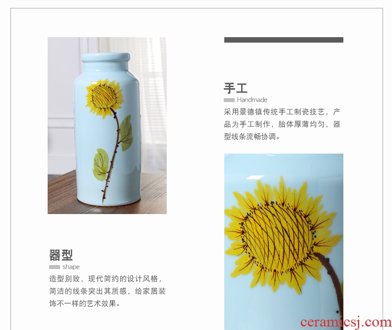 Jingdezhen contemporary and contracted ceramic vase furnishing articles creative living room small pure and fresh and dry flower arranging, table decorations