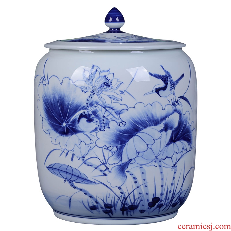 Jingdezhen ceramic hand-painted porcelain tea pot store receives seven loaves manual large seal storage tank tea cake tin