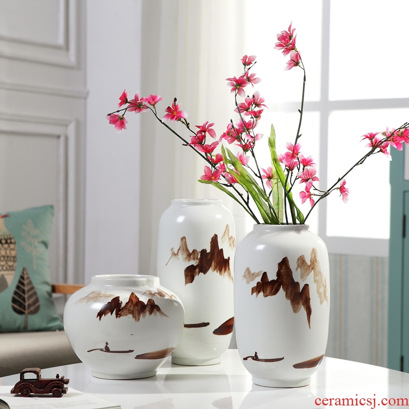 Jingdezhen ceramics vase modern Chinese penjing flower arrangement, the sitting room of home decoration wine porch decoration