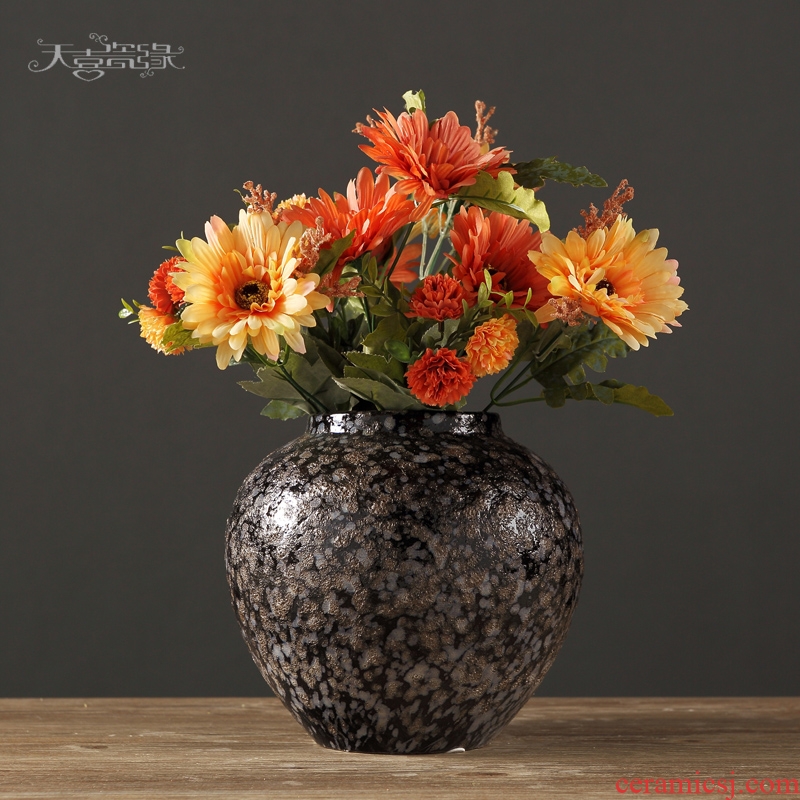 European fashion ceramic vase furnishing articles creative sitting room porch simulation table dry flower art flower arranging porcelain decoration