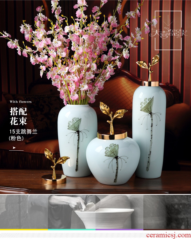 Modern new Chinese style ceramic vase furnishing articles sitting room hall table, TV ark flower arrangement, household soft adornment