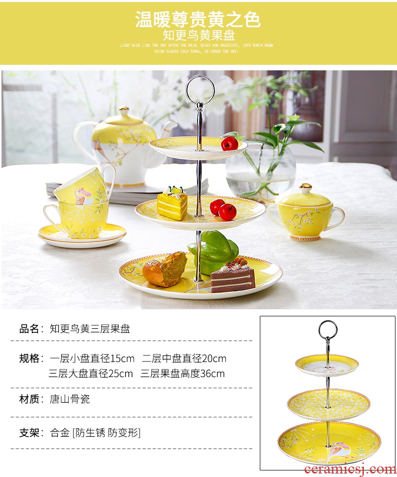 European ceramic snack plate candy dishes afternoon tea fruit tray bone China creative three layer cake pan dry fruit tray
