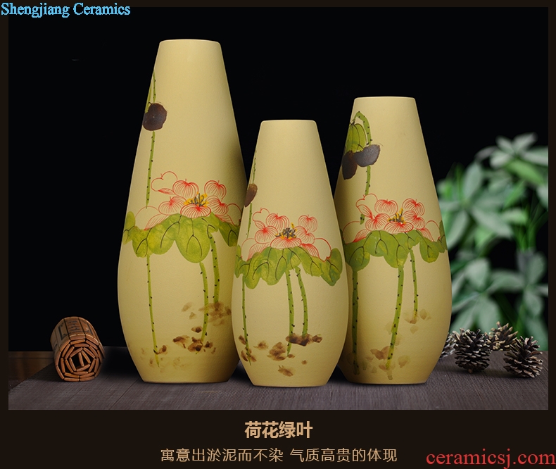 Scene, jingdezhen ceramic vase hand-painted frosted three-piece handicraft furnishing articles home decoration decoration