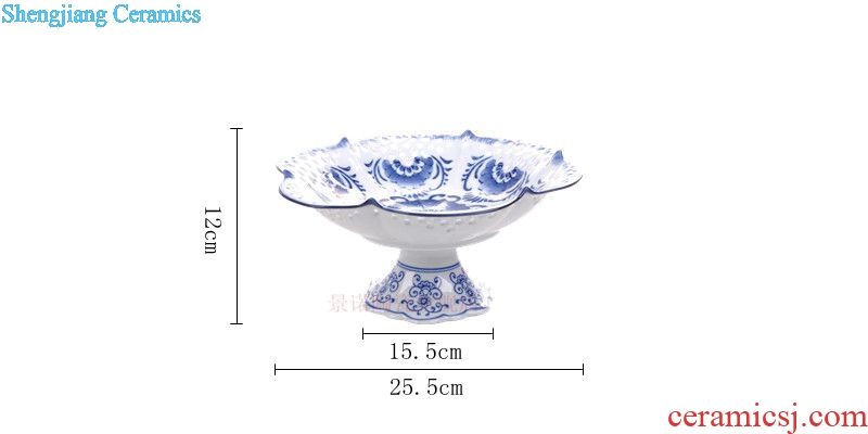 Jingdezhen ceramics new Chinese blue and white compote hollow out creative European fruit Lou empty carving decoration decoration