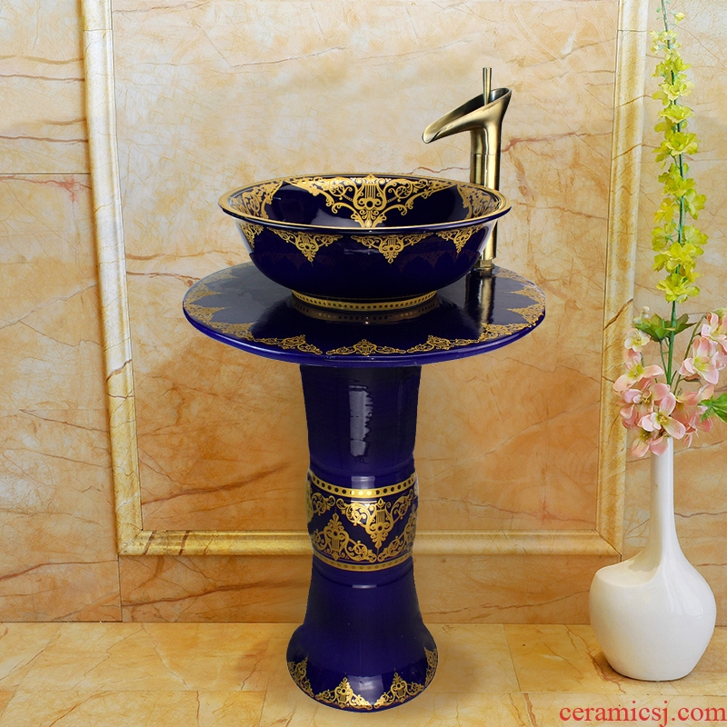 JingYan LanQin sea art pillar basin ceramic basin of pillar type lavatory basin vertical lavabo one-piece column