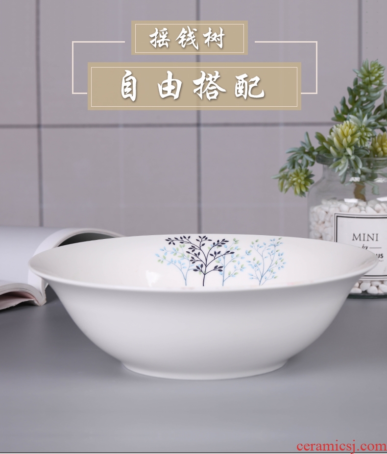 【 love bulk 】 the dishes suit household ceramic bowl round 0 m jobs the fish dish of jingdezhen noodles soup bowl