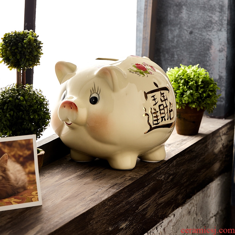 Jingdezhen ceramics pig piggy bank piggy bank home wine ark adornment handicraft ceramic furnishing articles in the living room
