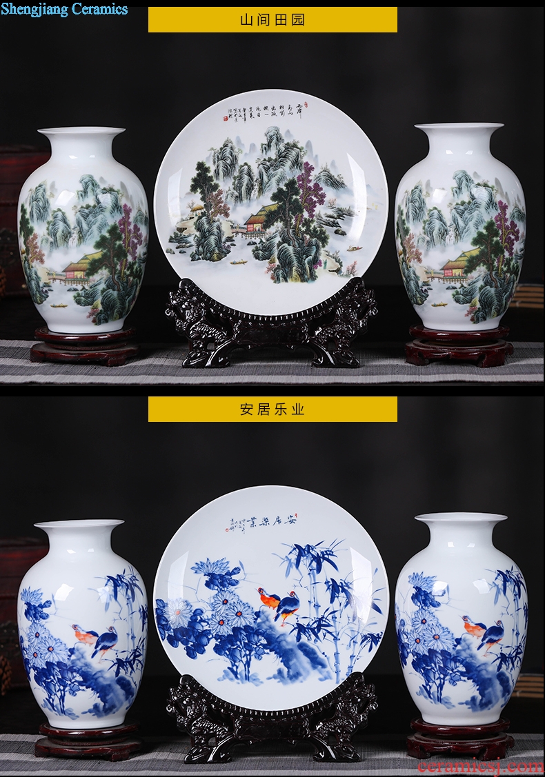 Porcelain of jingdezhen ceramics vase Chinese penjing flower arranging three-piece wine cabinet decoration plate of household decoration