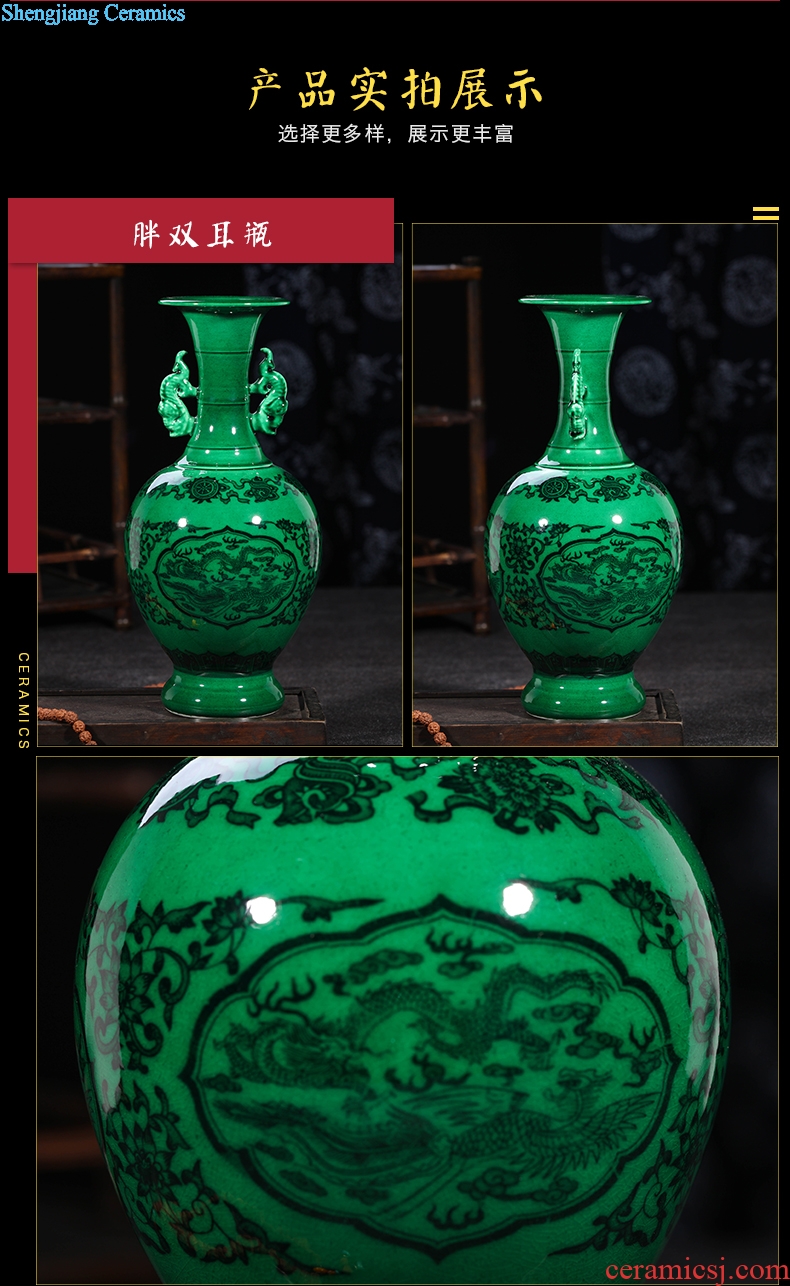 Jingdezhen ceramics green glaze vase household furnishing articles with the antique vase Chinese vase decorative arts and crafts