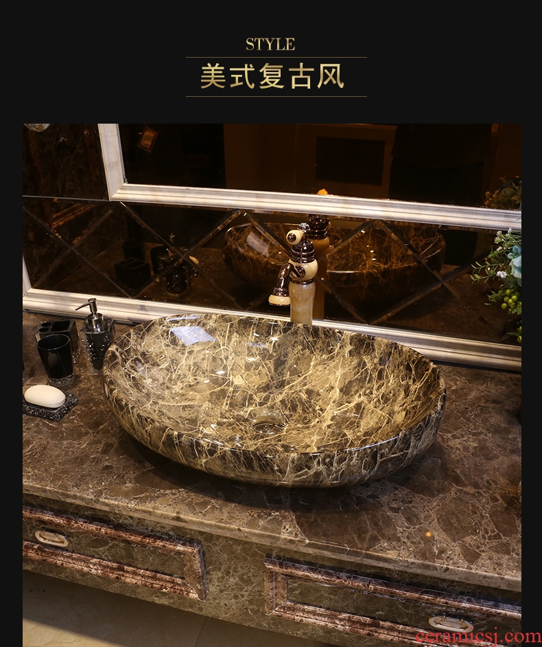 JingYan marble art stage basin ceramic sinks Europe type restoring ancient ways toilet lavabo on stage