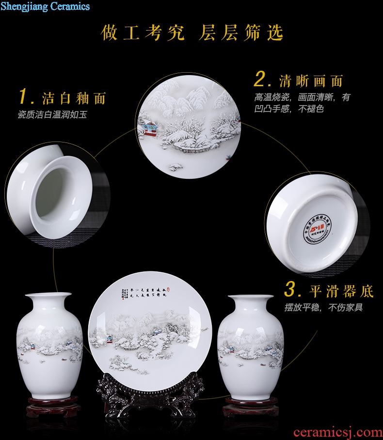 Porcelain of jingdezhen ceramics vase Chinese penjing flower arranging three-piece wine cabinet decoration plate of household decoration