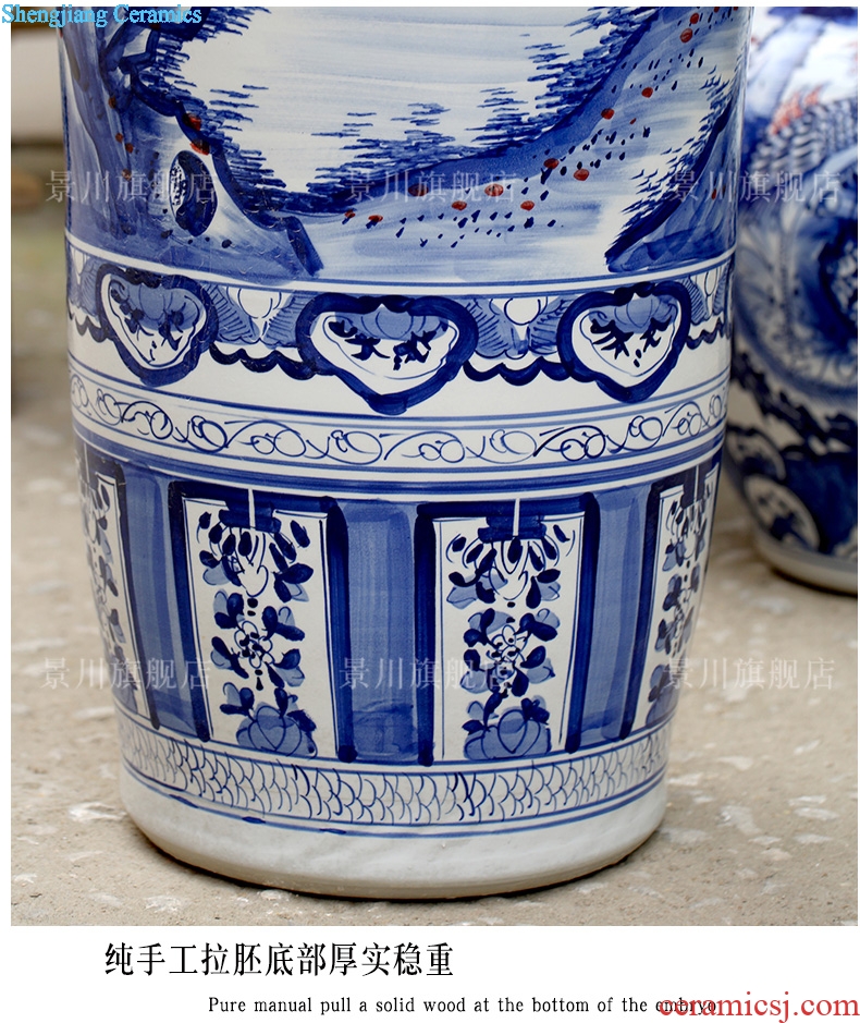 Jingdezhen hand-painted ceramic blooming flowers big vase home sitting room hotel of large quiver furnishing articles ornaments