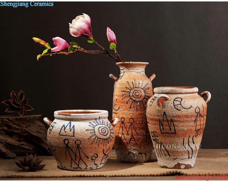 Zen of pottery and porcelain vase Chinese style restoring ancient ways is coarse pottery do old earthenware jar of primitive simplicity porch is decorated furnishing articles flowers, flower arranging