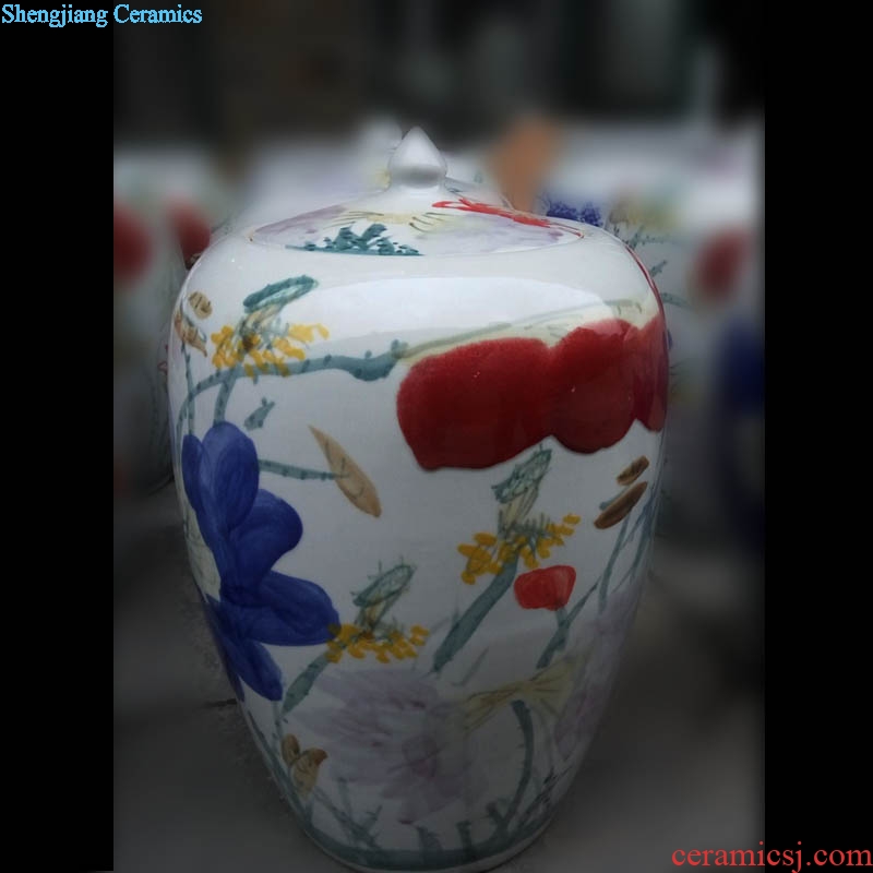 Jingdezhen ceramic porcelain rice pot big sugar bowls 20 jins and 40 catty ceramic pot straight beautiful storage tank